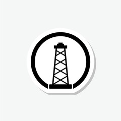 Oil rig sticker icon isolated on gray background