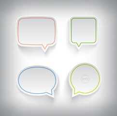 white paper speech bubbles set