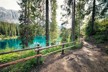 Carezza lake in the Italian Dolomites