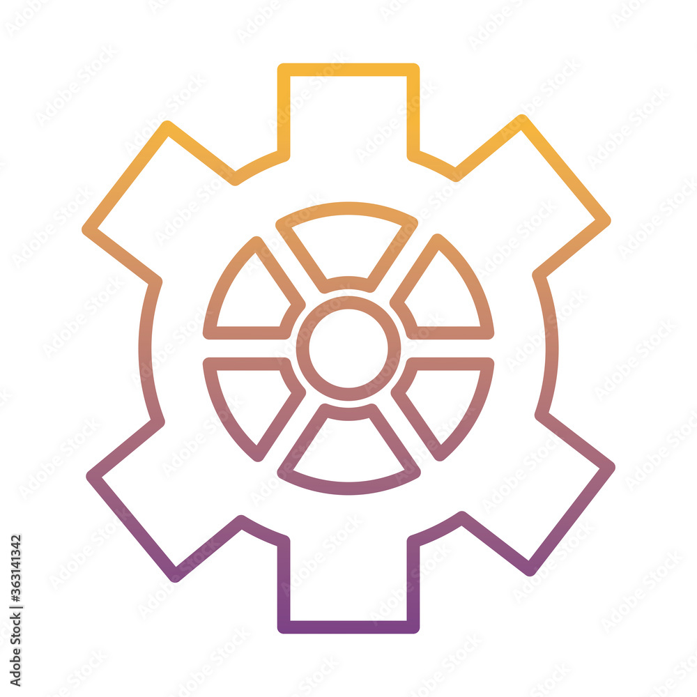 Sticker gear machine work gradient line style icon