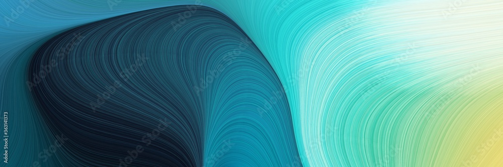Poster abstract artistic art background with lines and tea green, very dark blue and medium turquoise color