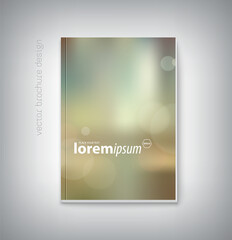 vector brochure cover design, book, poster, flyer, banner, booklet template, with soft blurry bokeh background
