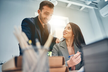 Business team talking in modern office and discussing idea