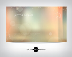 vector banner, card, flyer design template with soft blurry  distressed bokeh background with light leaks