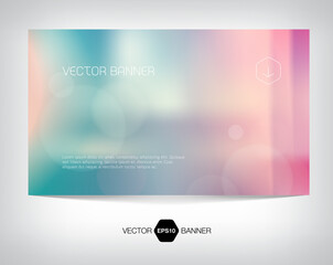 vector banner, card, flyer design template with soft blurry bokeh background with light leaks