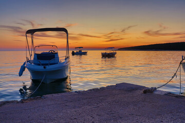 Naklejka na ściany i meble Scenic View Of Sea Against Sky During Sunset