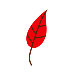 Red leaf isolated on a white background. Fallen leaf. Birch leaf. Vector illustration in a flat cartoon style