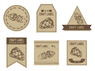 Craft labels vintage design with illustration of grilled bell pepper