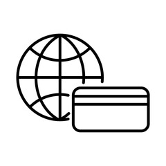 credit card with sphere browser payment online line style icon