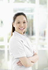 Female doctor smiling at the camera