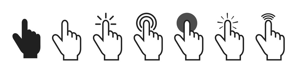 Computer Mouse Pointer Set - Different Editable Vector Icons - Isolated On White Background