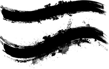 Grunge Paint Roller . Vector brush Stroke . Distressed banner . Black stripes isolated. paintbrush collection . Modern Textured shape . Dry border in Black . Bulge lines