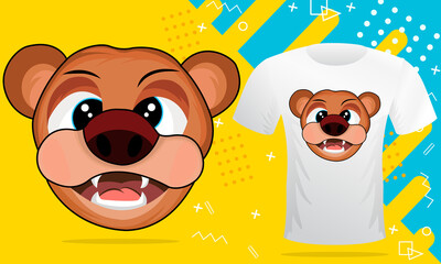 Bears Head Cartoon Mascot Vector Design - New Trendy T-Shirt  Design. Anyone can use This Design Easily.