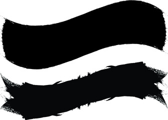 Grunge Paint Roller . Vector brush Stroke . Distressed banner . Black stripes isolated. paintbrush collection . Modern Textured shape . Dry border in Black . Bulge lines