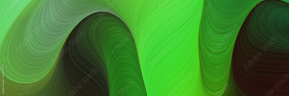 Poster abstract artistic art background with lines and forest green, very dark green and dark green colors.