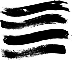 Grunge Paint Roller . Vector brush Stroke . Distressed banner . Black stripes isolated. paintbrush collection . Modern Textured shape . Dry border in Black . Bulge lines