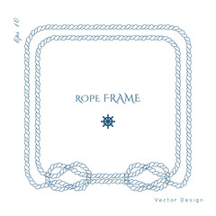 Nautical vector frame. Rope knot border design