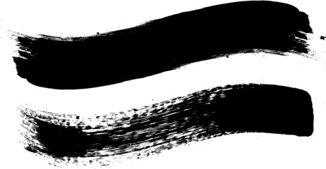 Grunge Paint Roller . Vector brush Stroke . Distressed banner . Black stripes isolated. paintbrush collection . Modern Textured shape . Dry border in Black . Bulge lines