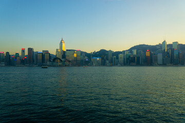Obraz premium View from Victoria Harbor at Sunset