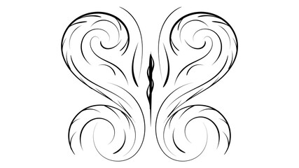 Butterfly made of beautiful lines in black with a white background
