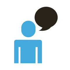 businessman figure with speech bubble flat style icon