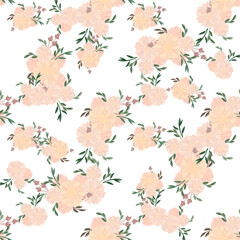  Ditsy elegant flowers on white background. Template for fashion prints.