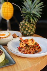 Tom yum shrimped spicy fried rice