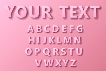 Modern 3D pink Alphabet 