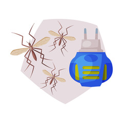 Obraz premium Electric Fumigator, Extermination of Mosquitoes, Pest Control Vector Illustration on White Background