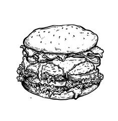 hand drawn vector illustration of a burger