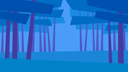 Naklejka premium vector illustration, abstract geometric landscape, summer, pine, trees, forest, grass, night
