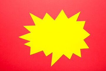 Yellow paper speech bubbles on red background