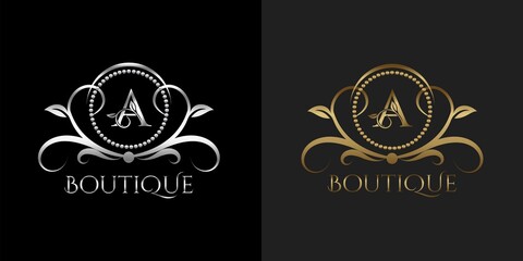 Fototapeta na wymiar Luxury Logo Letter A Template Vector Circle for Restaurant, Royalty, Boutique, Cafe, Hotel, Heraldic, Jewelry, Fashion
