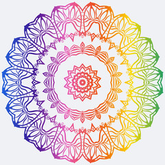 Sacred Oriental Mandala. Color Floral Ornament. Abstract Shapes In Asian Style. Vector Illustration.
