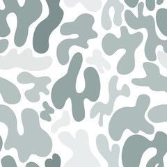Naklejka na ściany i meble Abstract pattern of black and gray spots on a white background.A simple pattern of spots.Abstract style.Vector.A simple pattern of spots. circles, ovals, shapes. Abstract style, design for fabric, tex