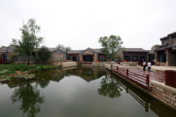 Fototapeta na wymiar Water Park Architectural Scenery, Changli County, Hebei Province, China