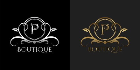 Luxury Logo Letter P Template Vector Circle for Restaurant, Royalty, Boutique, Cafe, Hotel, Heraldic, Jewelry, Fashion