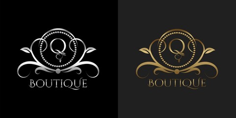 Luxury Logo Letter Q Template Vector Circle for Restaurant, Royalty, Boutique, Cafe, Hotel, Heraldic, Jewelry, Fashion