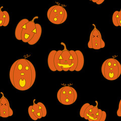 Cute seamless pattern design of Jack-O-Lantern isolated on white background. Suitable for wrapping paper, wallpaper, fabric, backdrop and etc.