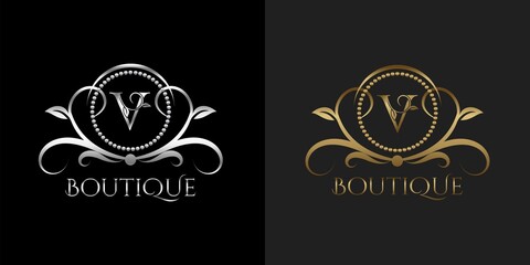 Luxury Logo Letter V Template Vector Circle for Restaurant, Royalty, Boutique, Cafe, Hotel, Heraldic, Jewelry, Fashion