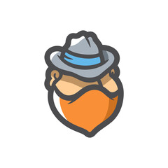 Masked criminal in Hat Vector Cartoon illustration