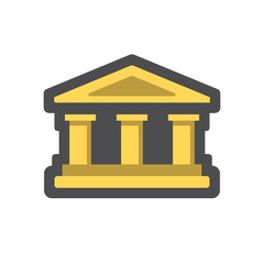 Bank building. House with columns. Vector Cartoon illustration
