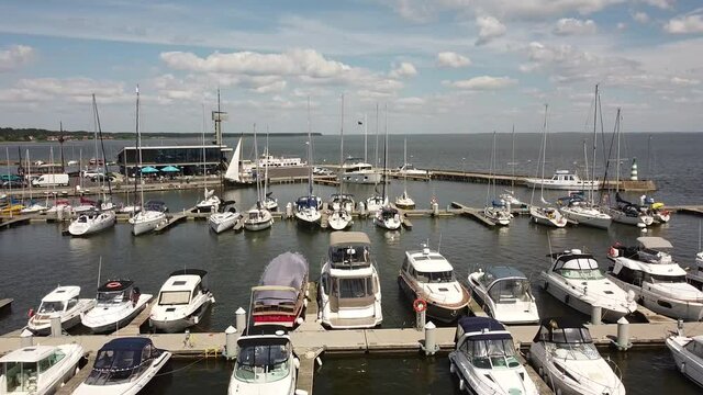 Yacht marina aerial view