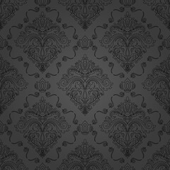 Classic seamless vector black pattern. Damask orient ornament. Classic vintage dark background. Orient ornament for fabric, wallpaper and packaging