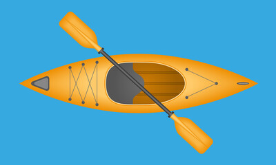 Vector illustration. Kayak. Top view.