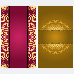 Vintage Invitation card with Mandala pattern. The front and rear side. Beautiful Ornament. Vector illustration.