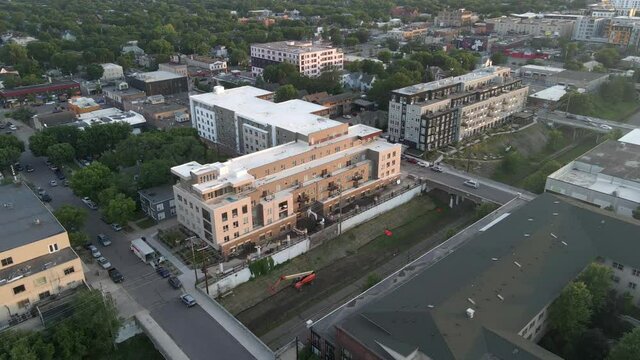 aerial view of apartment buildings in south minneapolis during a sunny summer afternoon