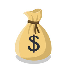 Full bag of money with a dollar sign. Vector illustration in cartoon style isolated on white background