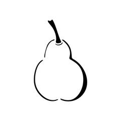 Pear outline icon on white background. Vector illustration
