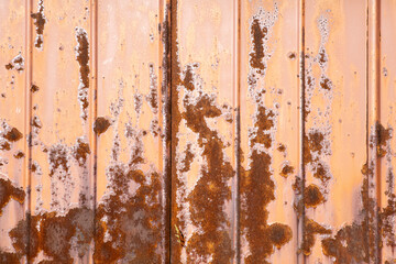 Background and texture of old metal fence, with traces of paint and rust